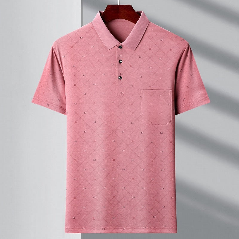 Men's Polo Stripes T-shirt 1719 Pink