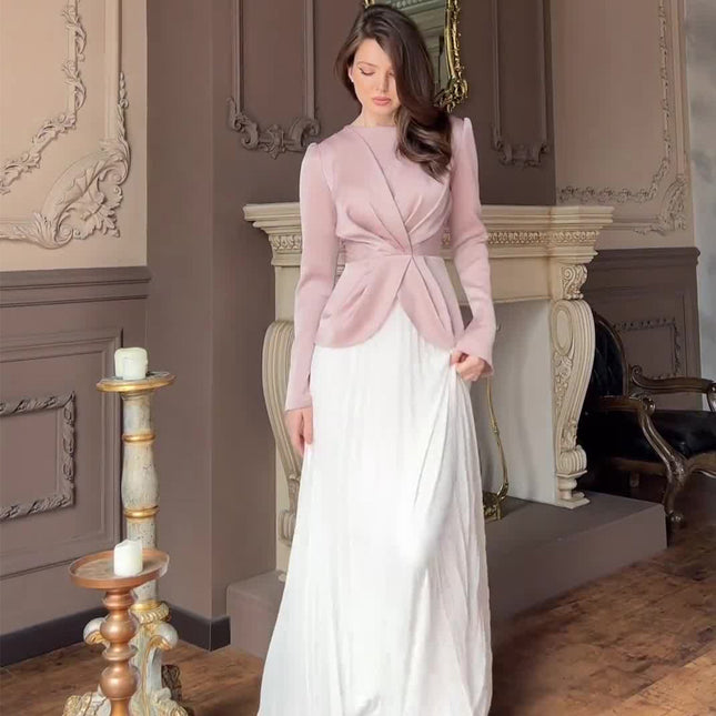Contrast Color Pleated Dress
