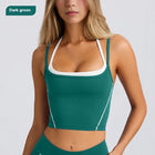 Sports Underwear Vest Shorts Spaghetti Strap Dark Green TOP