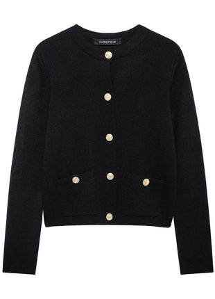SS Button Cardigan Black