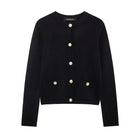 Gold Decorated Button Cardigan Black