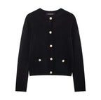 Gold Decorated Button Cardigan Black