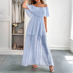 Elegant Tube Top Corset shorts Dress lake blue