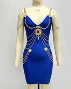 SS Gold Chain Dress dark blue