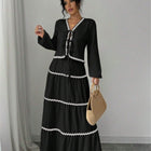 Women Lace Layered Pleated Skirt Suit Black