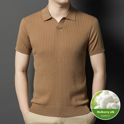 Men's Lapel Casual Top Khaki