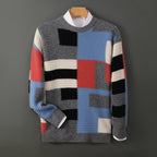 Cashmere Sweater Loose Round Neck Multicolor Dark Gray