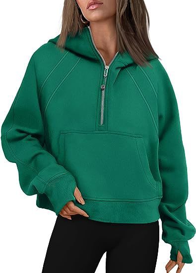 Women’s Zipper Hoodies Sweatshirt Dark Green