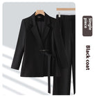Women's Casual Two-piece Suit Black Coat