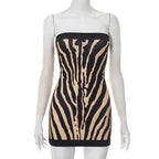Women's Zebra Prints Tube Top Backless Dress