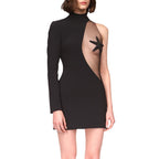 Mesh Five-pointed Star Beaded Bandage One-piece Dress