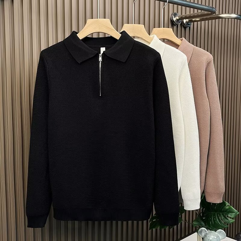 Men's Autumn And Winter High-grade Half Zipper Sweater Black