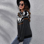 Halloween Cartoon Ghost Polka Dot Pullover Sweater