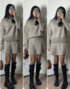 SS Sweater Skirt Sets Light Gray
