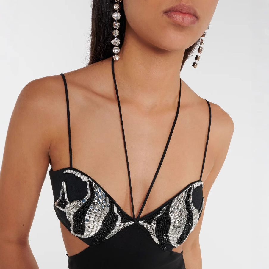 Black & Rhimestone Evening Dress