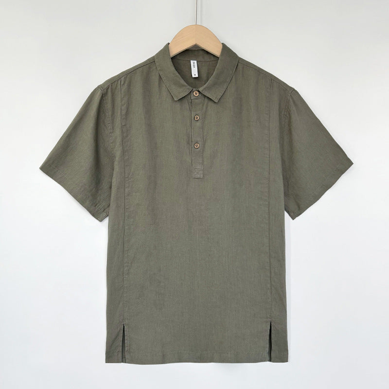 Summer Thin Lapels Top For Men Army green