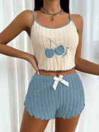 Comfortable Suspender Pyjama Two Piece Light blue