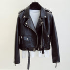 Women's Short Leather Jacket Black