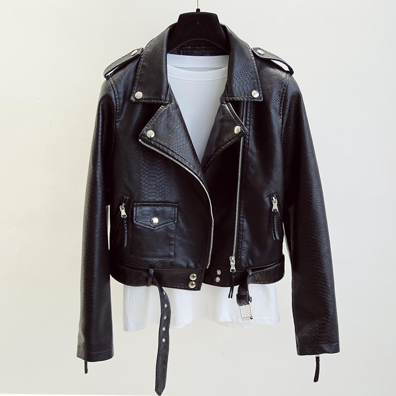 Women's Short Leather Jacket Black