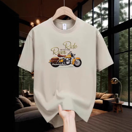 Men's Fashion Casual Motorcycle Pattern Printed T-shirt