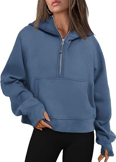 Women’s Zipper Hoodies Sweatshirt lake blue
