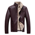 Men's Warm Motorcycle Jacket Wine red