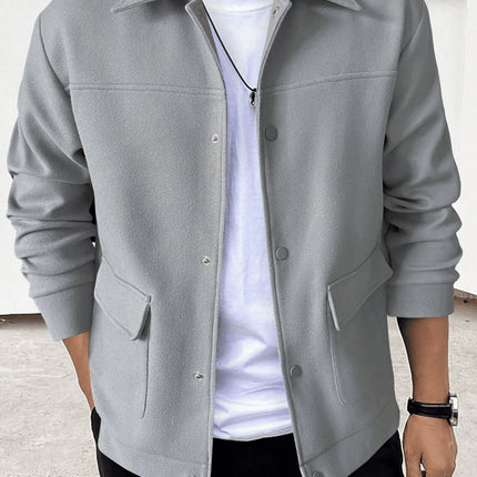 Men's Button - Up Design Jacket Grey
