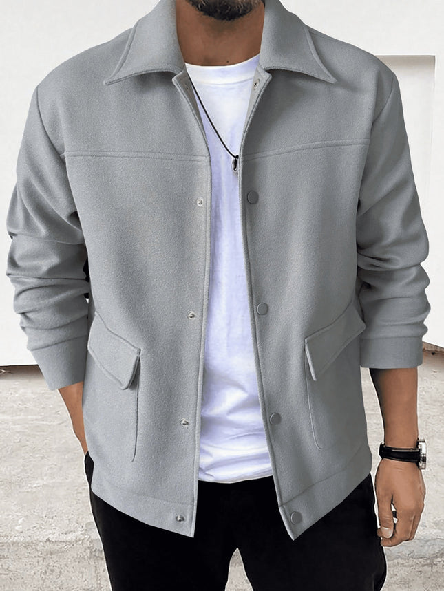 Men's Button - Up Design Jacket Grey
