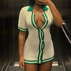 New Polo Collar Contrast Dress