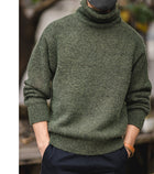 New Thick Warm And Soft Turtleneck Sweater Men Green