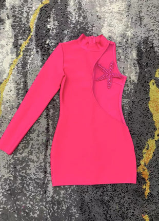 SS Mesh Dress Rose Red