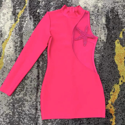 SS Mesh Dress Rose Red