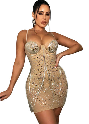 SS Tassel Party Dress Apricot