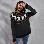 Halloween Cartoon Ghost Polka Dot Pullover Sweater Black