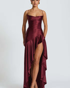 SS Ruffles Dress Wine red