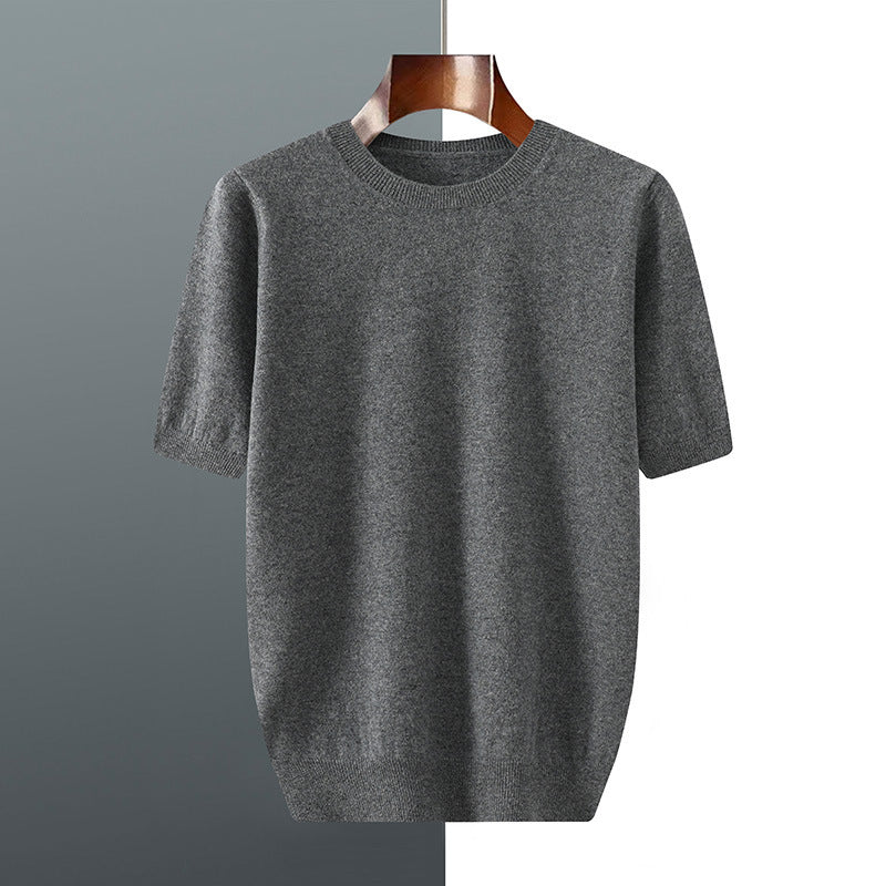 Men's Knitted Sweater With Short Sleeve