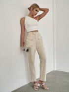 Beltless Chinoiserie Pants Khaki