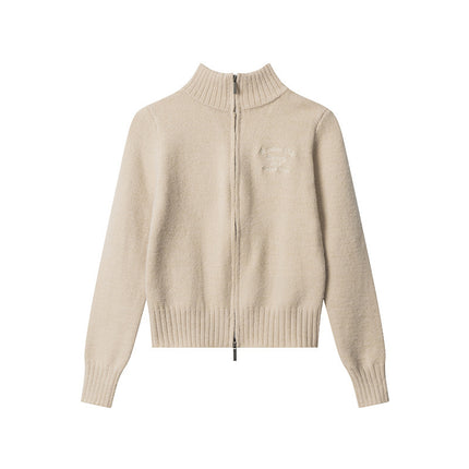 Women's Short Hot Girl Letter Embroidery Sweater Khaki