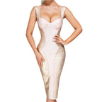 Women's Fashion Suspenders Bronzing Bandage One-piece Dress