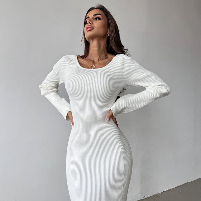 Elegant Slim Fit Hollow Backless Two-way Wear Dress White
