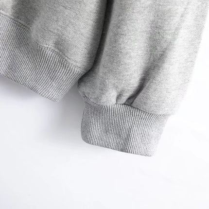 Fleece Boston Letters Print Cotton Pullover Sweatshirt