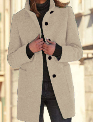 Women’s Winter Casual Button Outwear Coat Apricot
