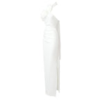 Wooden Ear Shoulder White One-piece Dress