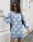 SS Knit Balloon Dress Light blue