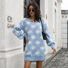 Women's Cloud Knit Balloon Dress Light blue