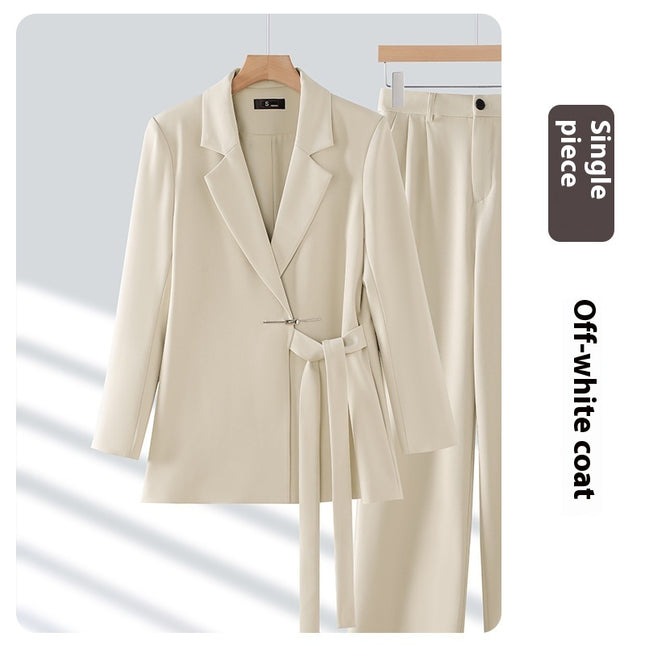 Women's Casual Two-piece Suit Beige Coat