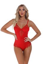 Sexy Lace Sheer Open Back Bodysuit Lingerie