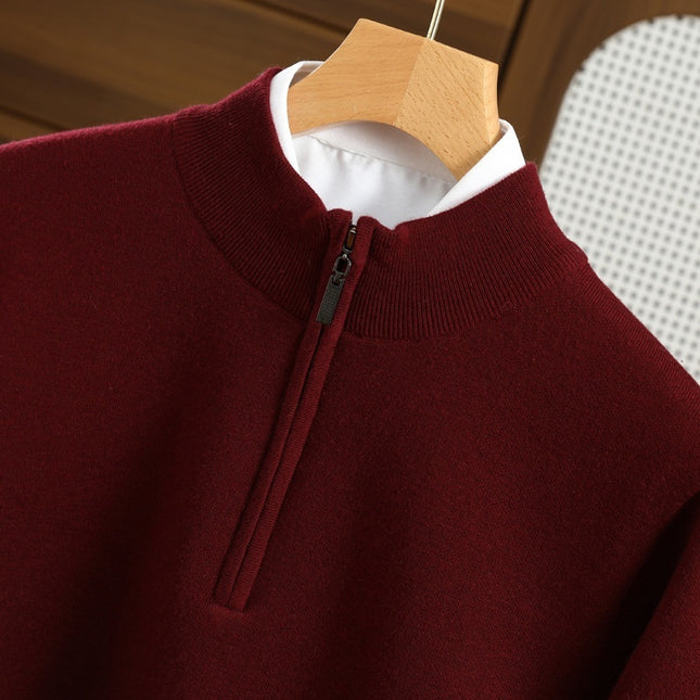 Men's Half Zipper Worsted Wool Sweater