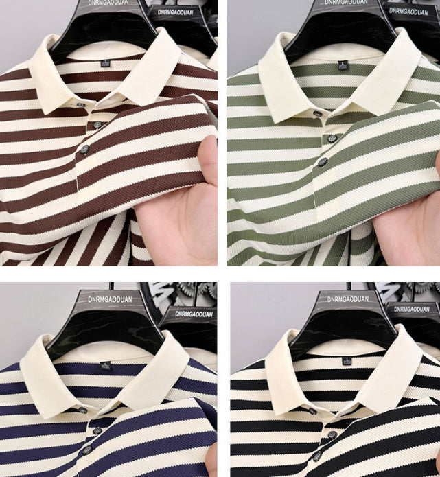 Jacquard Stripes Breathable Polo T-Shirt