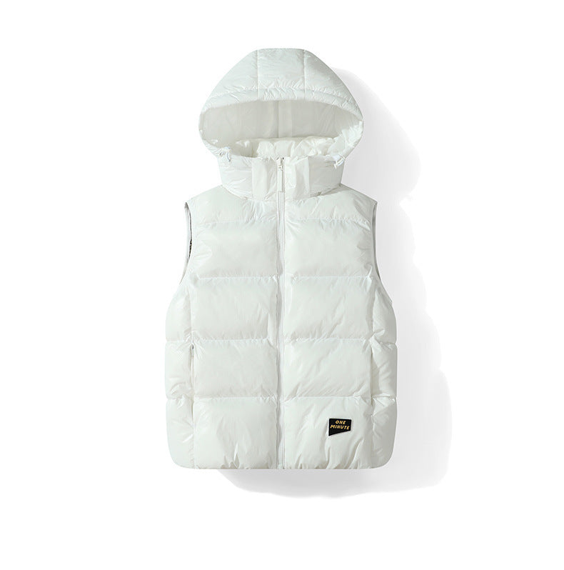 Padded Down Jacket Hooded Vest White